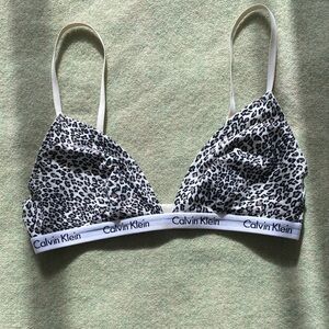 Calvin Klein Black and White Leopard Print Bralette